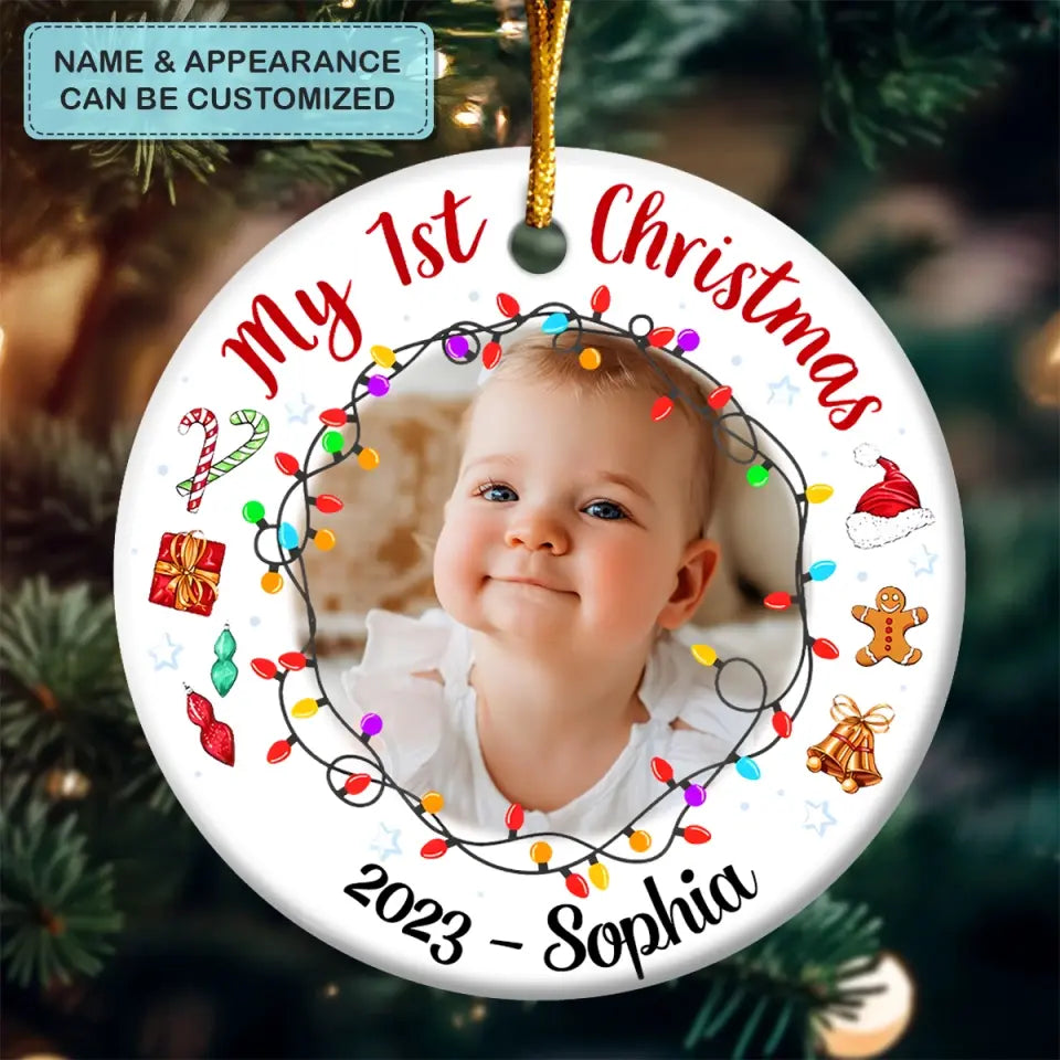 My 1St Christmas Custom Photo - Personalized Custom Ceramic Ornament - Christmas Gift For Family Members