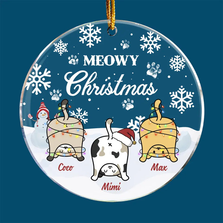 Meowy Christmas - Personalized Custom Mica Ornament - Christmas Gift For Cat Mom, Cat Dad, Cat Lover