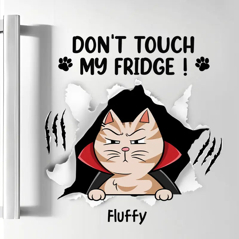 Don't Touch My Fridge Halloween - Personalized Custom Decal - Halloween Gift For Cat Mom, Cat Dad, Cat Lover, Cat Owner