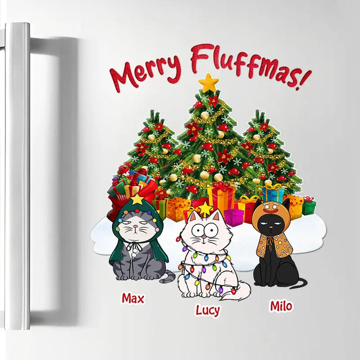 Merry Fluffmas - Personalized Custom Decal - Christmas Gift For Cat Mom, Cat Dad, Cat Lover, Cat Owner