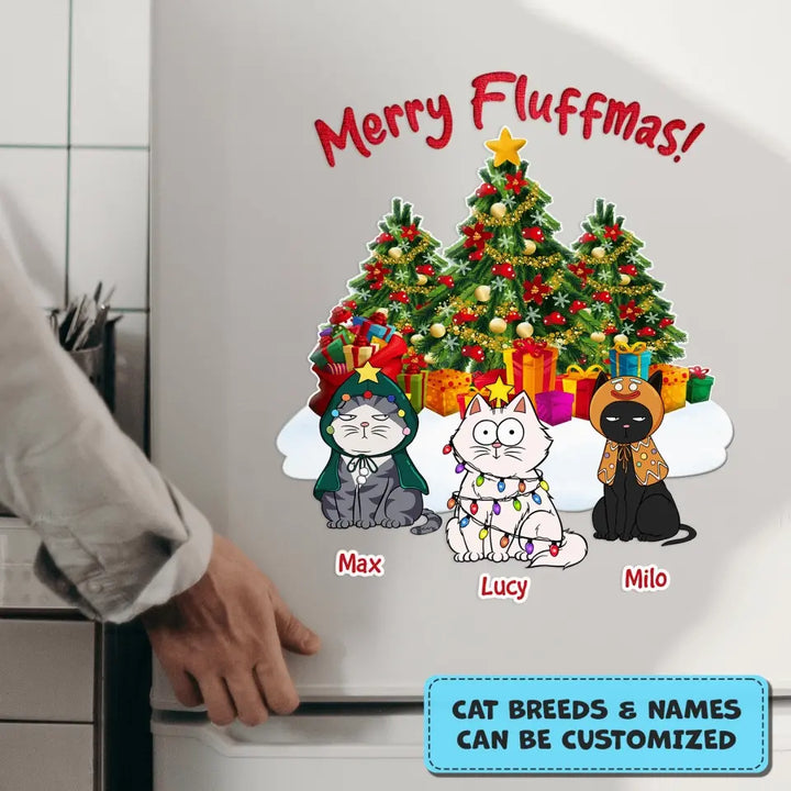 Merry Fluffmas - Personalized Custom Decal - Christmas Gift For Cat Mom, Cat Dad, Cat Lover, Cat Owner