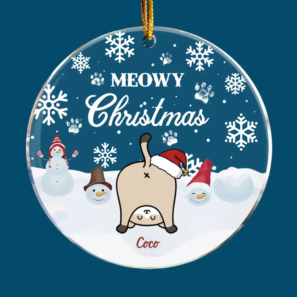 Meowy Christmas - Personalized Custom Mica Ornament - Christmas Gift For Cat Mom, Cat Dad, Cat Lover