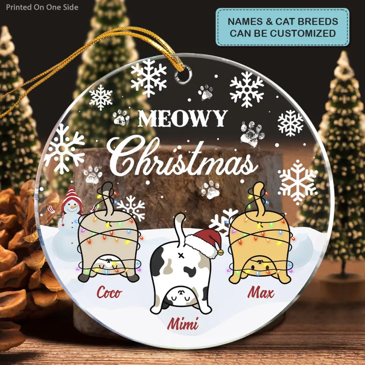 Meowy Christmas - Personalized Custom Mica Ornament - Christmas Gift For Cat Mom, Cat Dad, Cat Lover