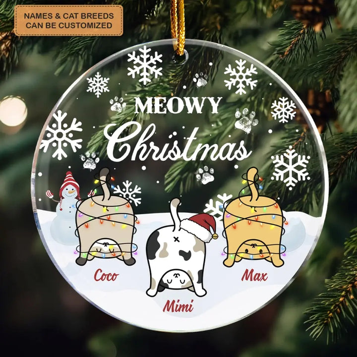 Meowy Christmas - Personalized Custom Mica Ornament - Christmas Gift For Cat Mom, Cat Dad, Cat Lover