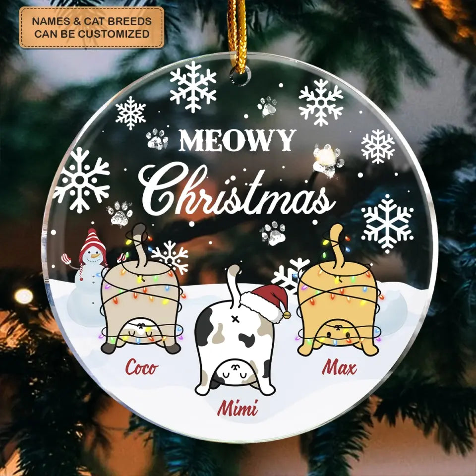 Meowy Christmas - Personalized Custom Mica Ornament - Christmas Gift For Cat Mom, Cat Dad, Cat Lover