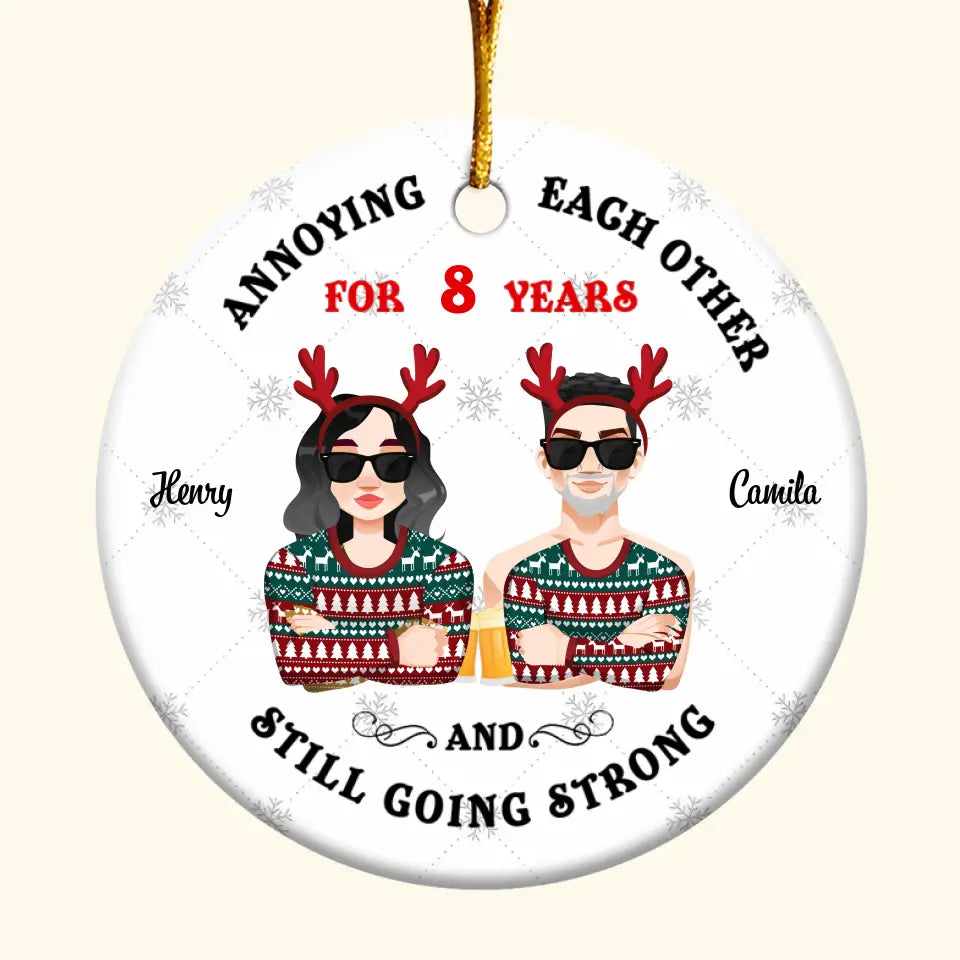 Annoying Each Other - Personalized Custom Ceramic Ornament - Christmas Gift For Couple, Wife, Husband