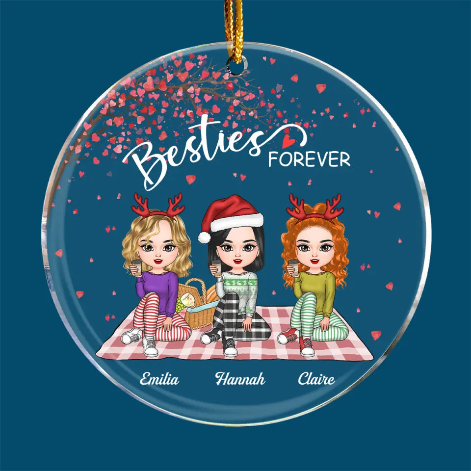 Besties Forever - Personalized Custom Mica Ornament - Christmas Gift Bestie