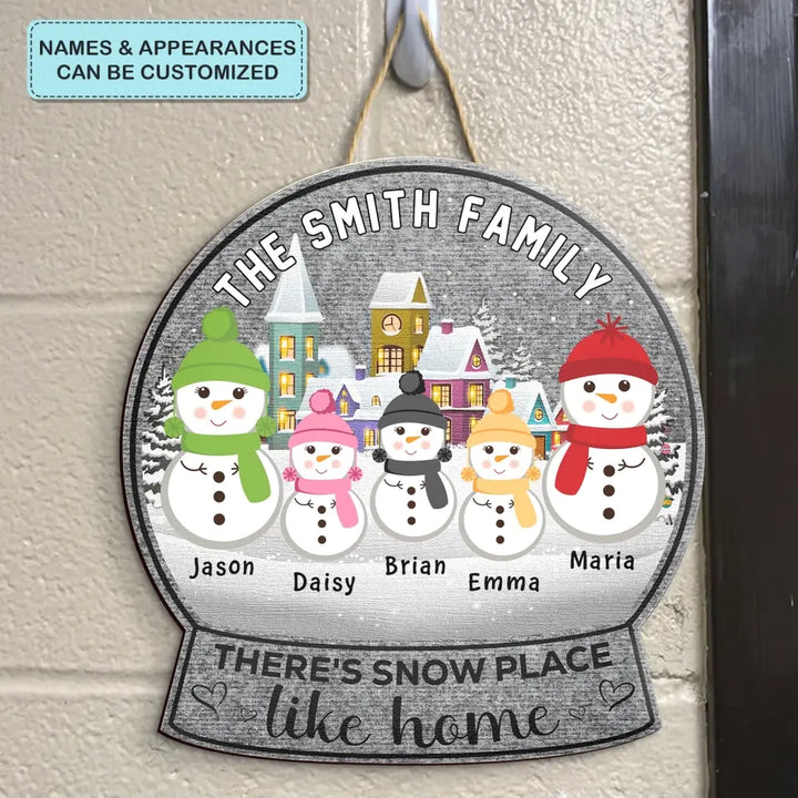 There's Snow Place Like Home - Personalized Custom Door Sign - Christmas Gift For Family