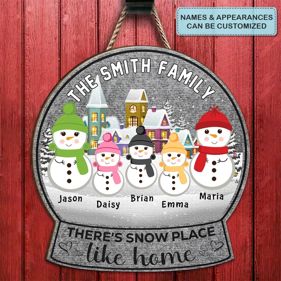 There's Snow Place Like Home - Personalized Custom Door Sign - Christmas Gift For Family