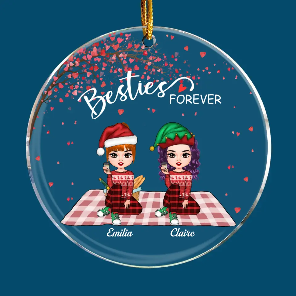 Besties Forever - Personalized Custom Mica Ornament - Christmas Gift Bestie