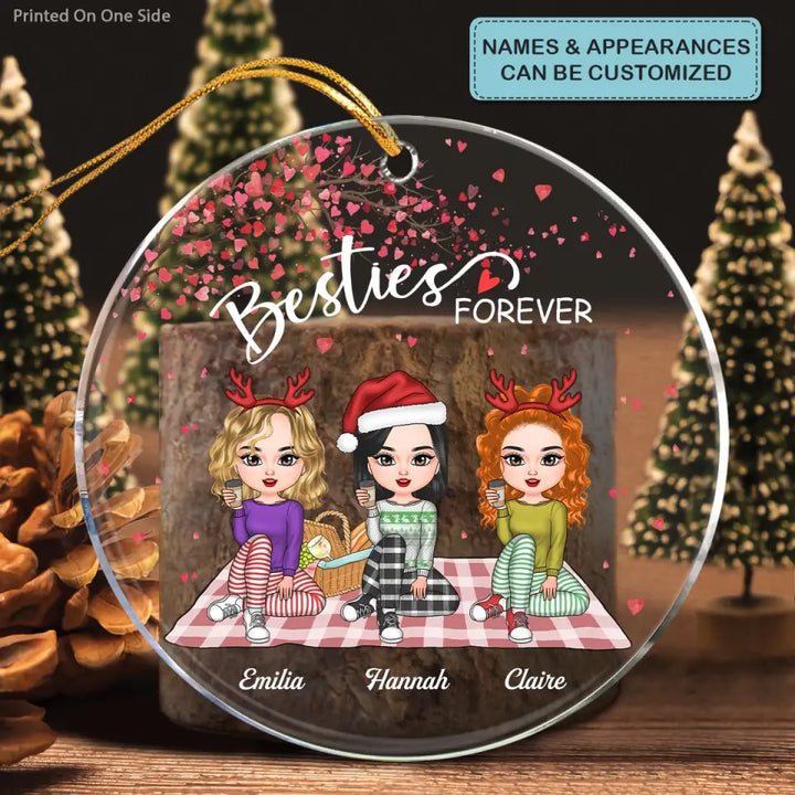 Besties Forever - Personalized Custom Mica Ornament - Christmas Gift Bestie