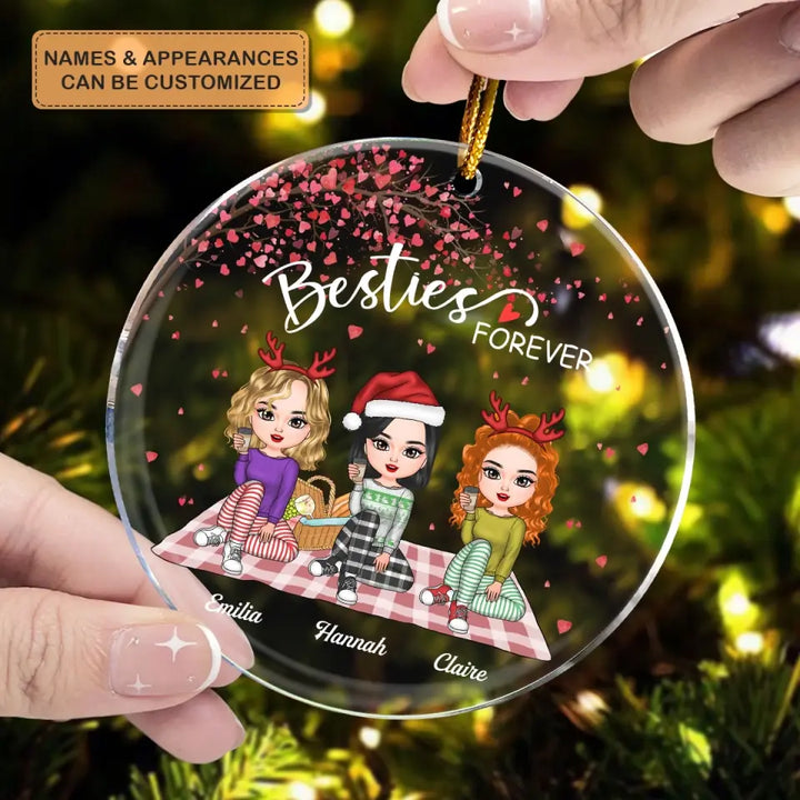 Besties Forever - Personalized Custom Mica Ornament - Christmas Gift Bestie