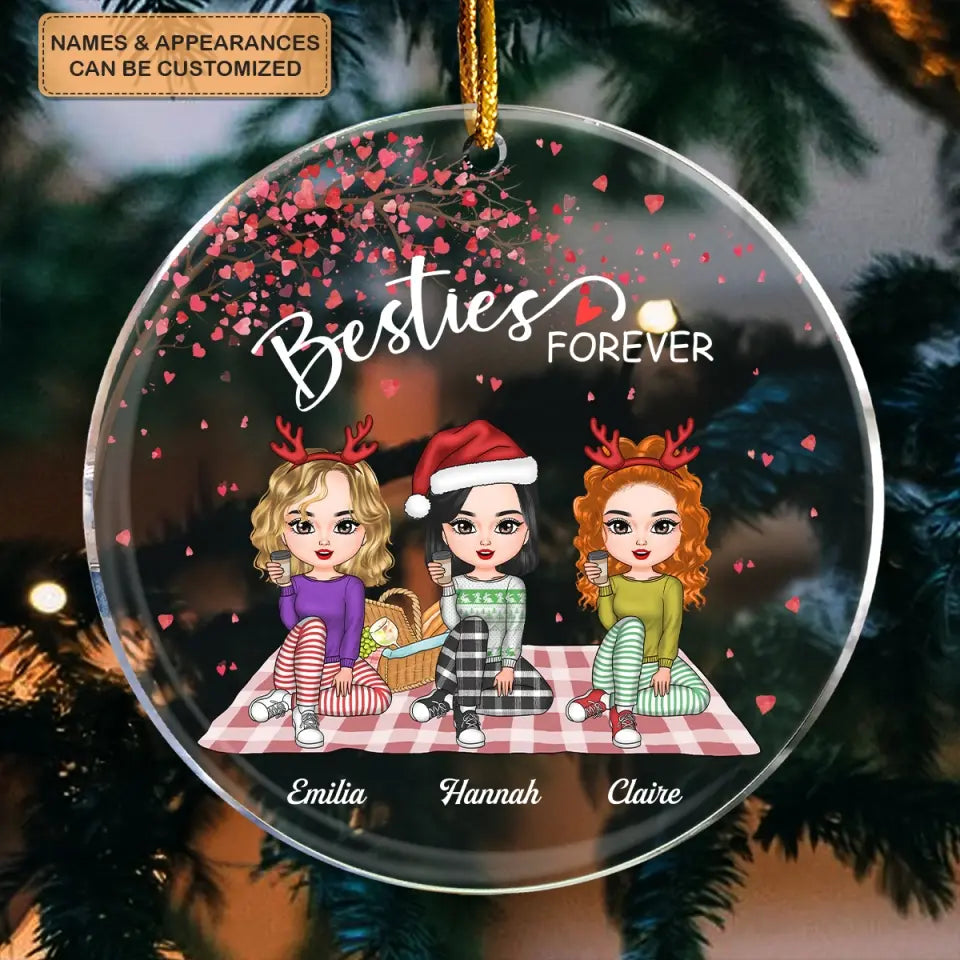 Besties Forever - Personalized Custom Mica Ornament - Christmas Gift Bestie