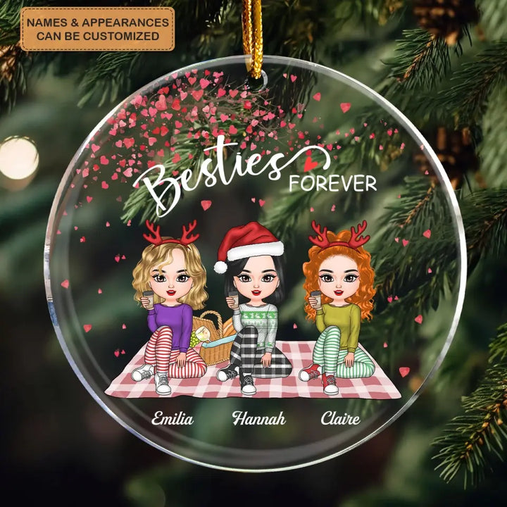 Besties Forever - Personalized Custom Mica Ornament - Christmas Gift Bestie