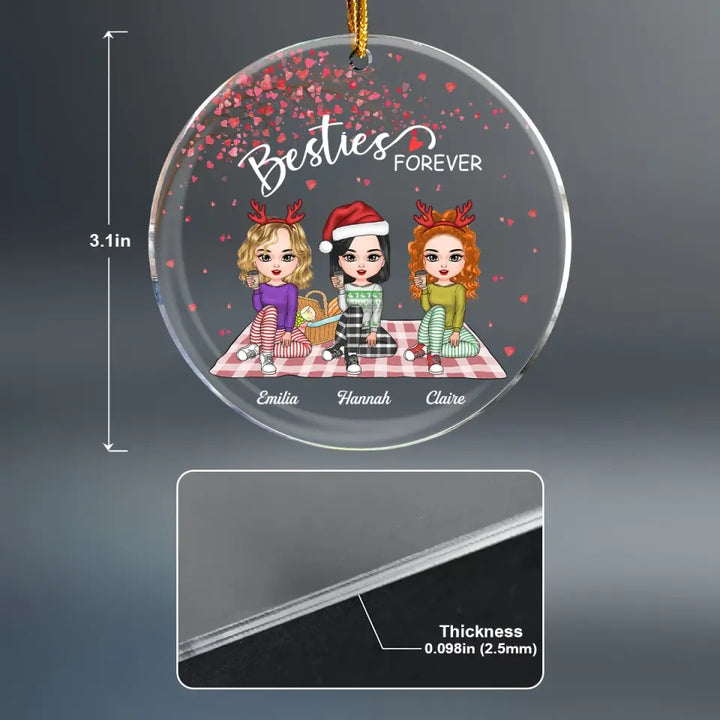 Besties Forever - Personalized Custom Mica Ornament - Christmas Gift Bestie