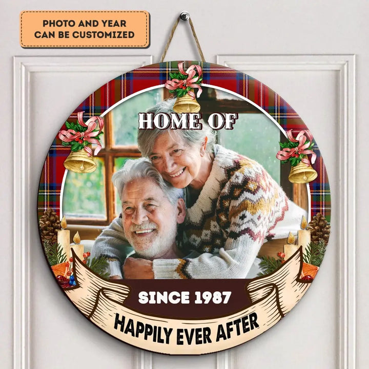 Home Of Us Since Custom Photo - Personalized Custom Door Sign - Christmas, Home Decor Gift For Family Members