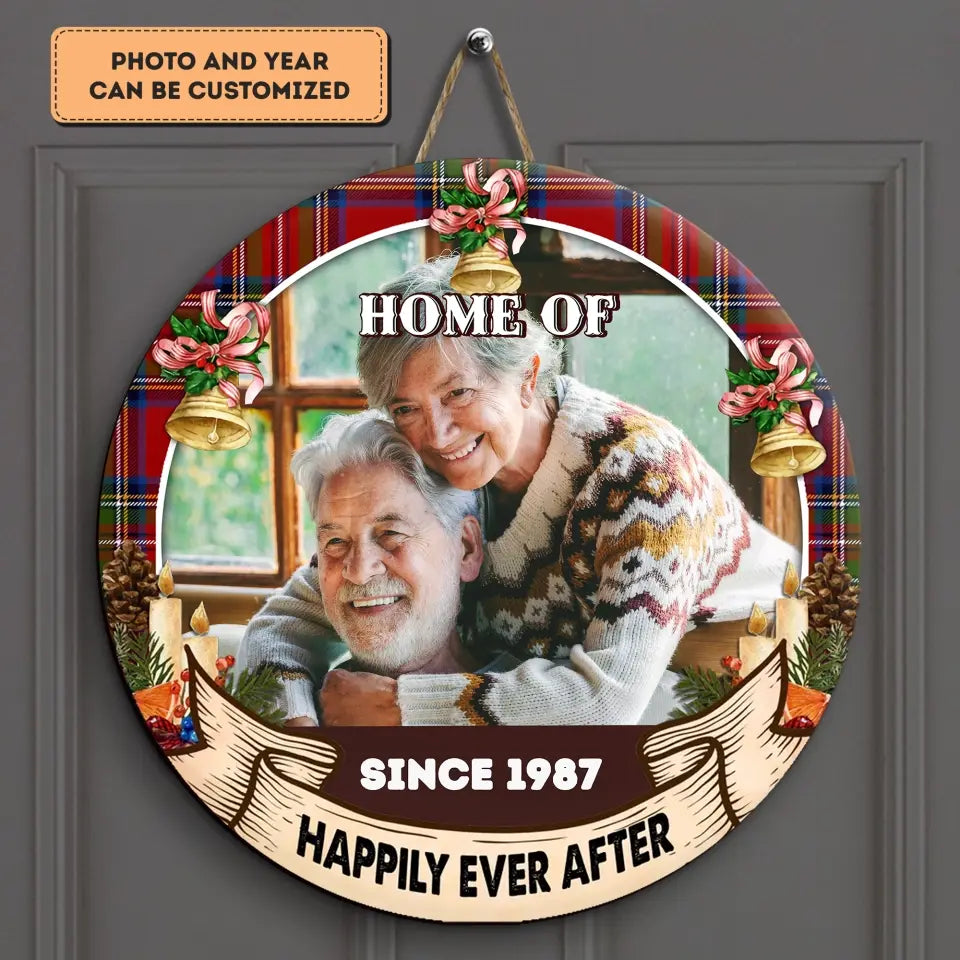 Home Of Us Since Custom Photo - Personalized Custom Door Sign - Christmas, Home Decor Gift For Family Members