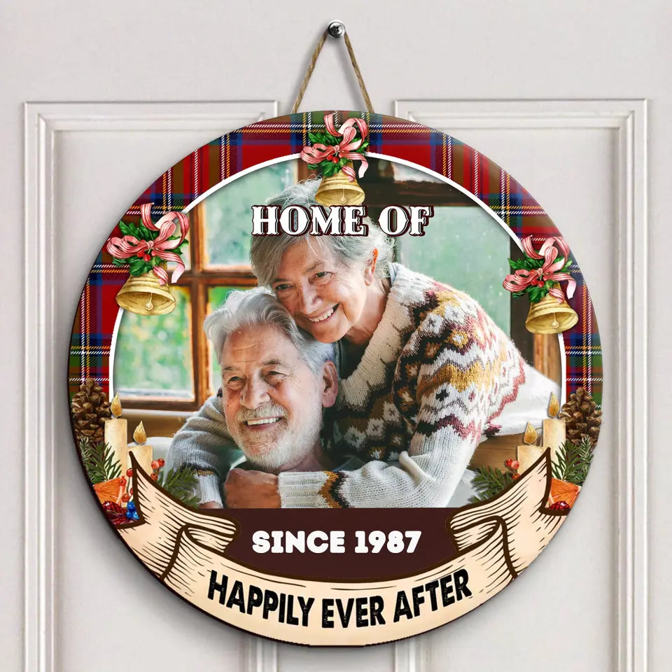 Home Of Us Since Custom Photo - Personalized Custom Door Sign - Christmas, Home Decor Gift For Family Members