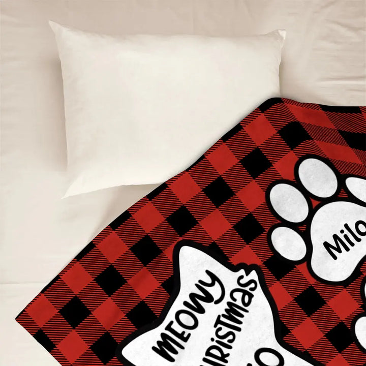 Meowy Christmas To The Best Mom - Personalized Custom Blanket - Christmas Gift For Cat Lover, Cat Dad, Cat Mom, Cat Owner