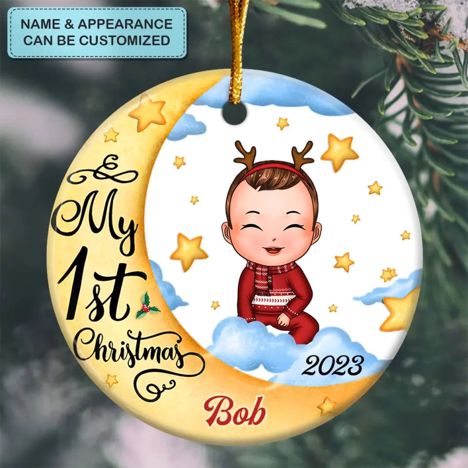 My First Christmas - Personalized Custom Ceramic Ornament - Christmas Gift For Family Members