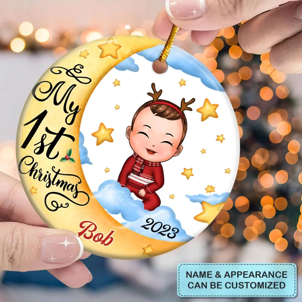 My First Christmas - Personalized Custom Ceramic Ornament - Christmas Gift For Family Members