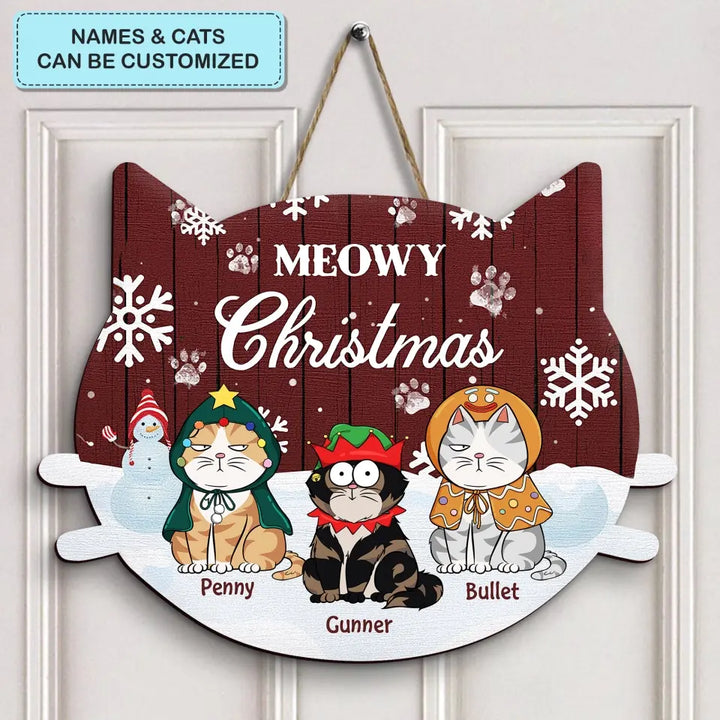 Meowy Christmas - Personalized Custom Door Sign - Christmas Cat Funny -  Gift For Cat Mom, Cat Dad, Cat Lover, Cat Owner