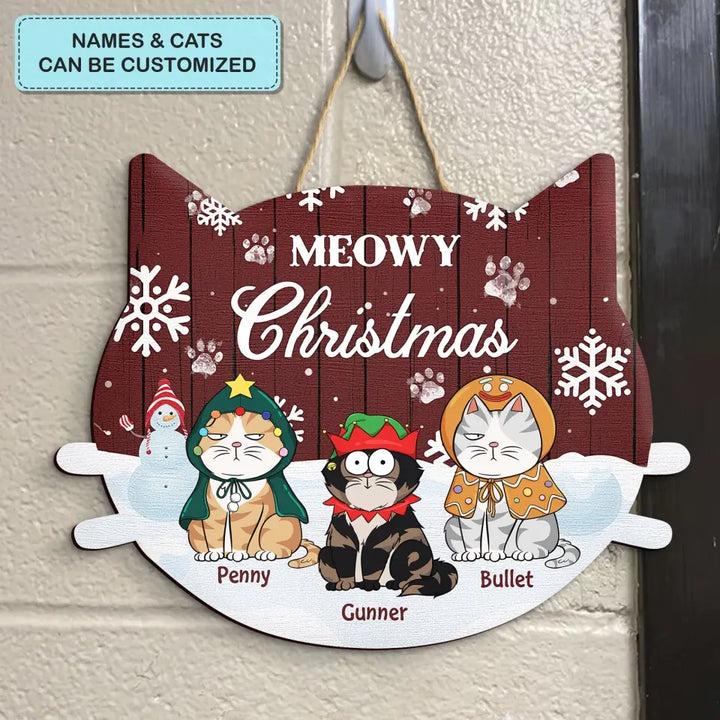 Meowy Christmas - Personalized Custom Door Sign - Christmas Cat Funny -  Gift For Cat Mom, Cat Dad, Cat Lover, Cat Owner