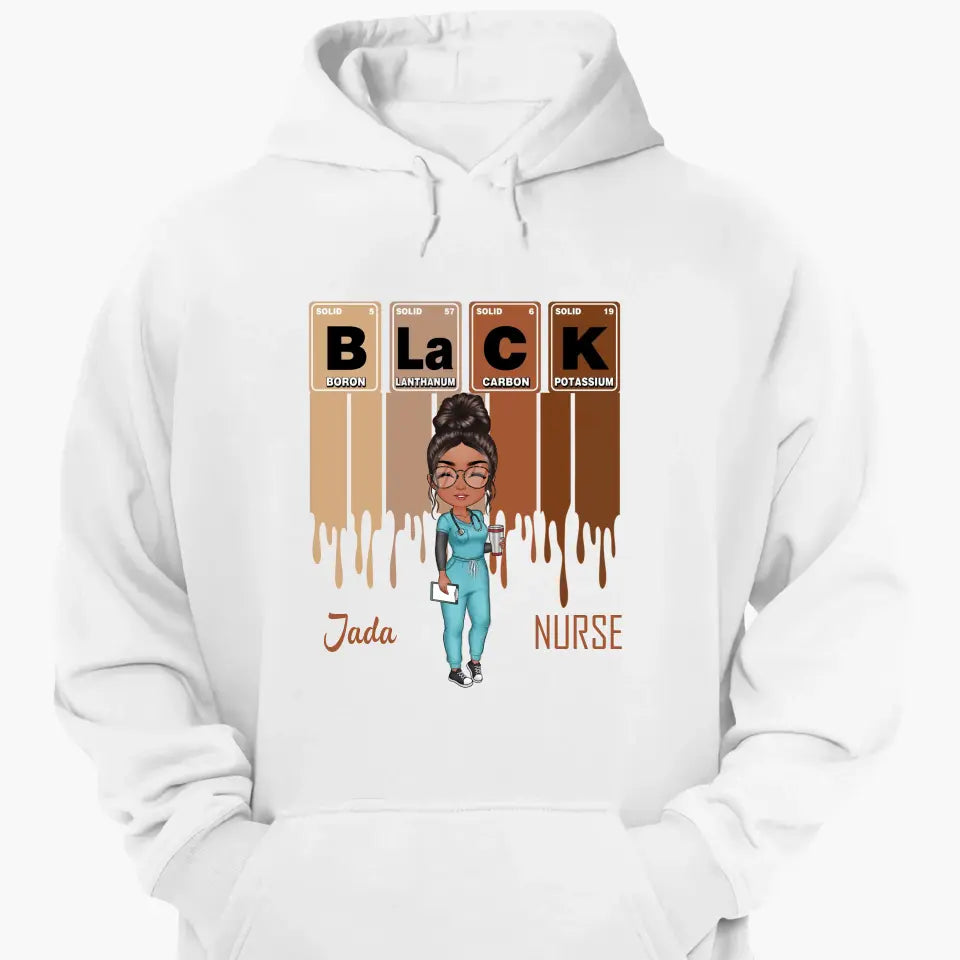 Black Nurse Element - Personalized Custom T-shirt - Nurse's Day, Appreciation Gift For Nurse