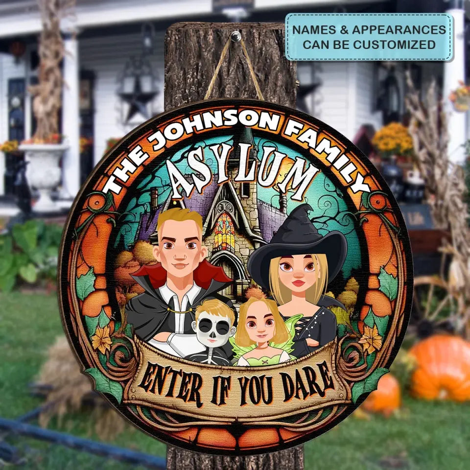 Enter If You Dare - Personalized Custom Door Sign - Halloween Gift For Dad, Mom, Family, Family Members