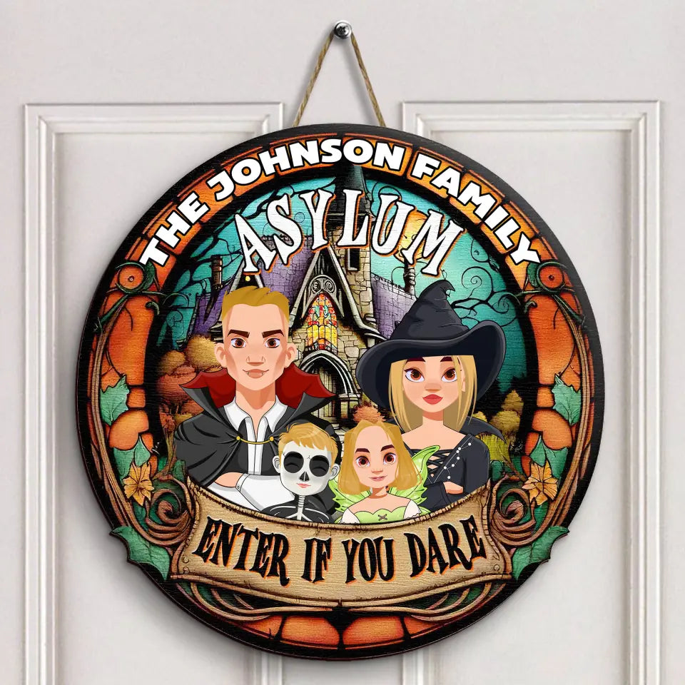 Enter If You Dare - Personalized Custom Door Sign - Halloween Gift For Dad, Mom, Family, Family Members