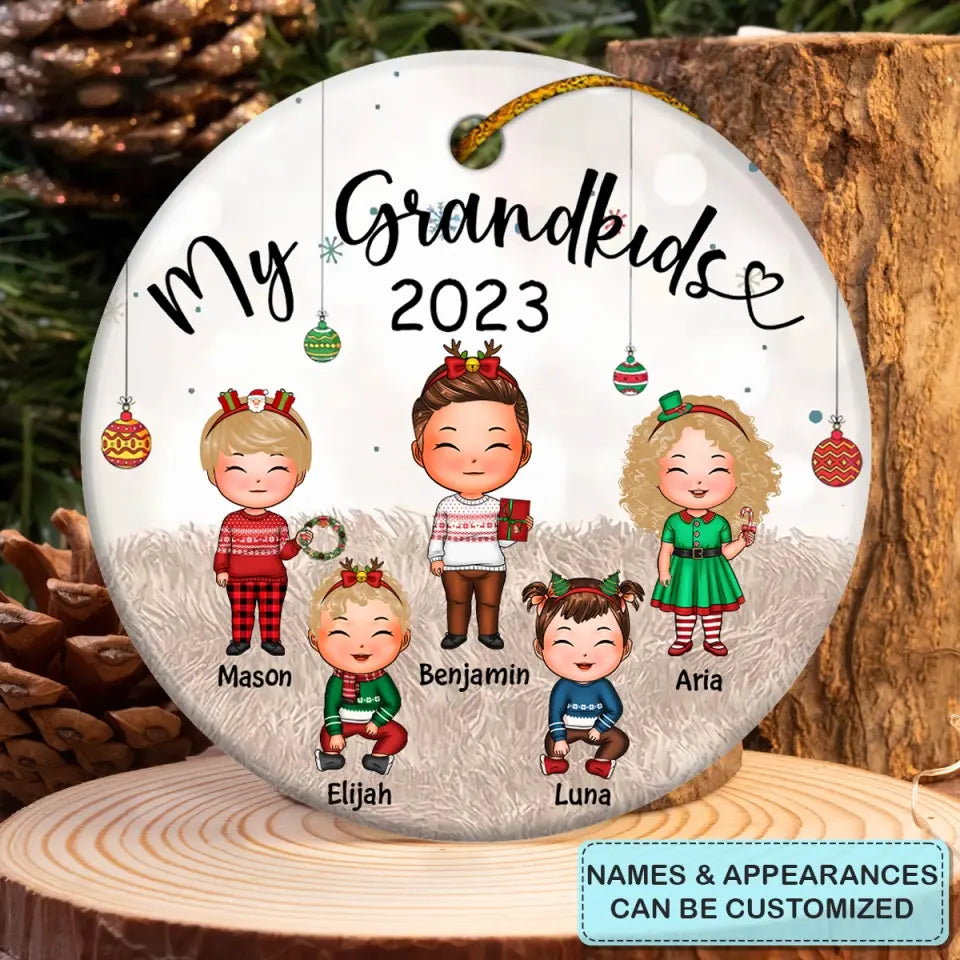 My Grandkids Xmas- Personalized Custom Ceramic Ornament - Christmas Gift For Family Members