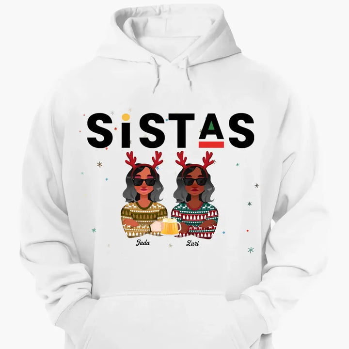 Sistas Christmas Shirt- Personalized Custom T-shirt - Christmas Gift For Sisters