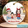 Family Sitting At Fireplace - Personalized Custom Ceramic Ornament - Christmas Gift For Family Members