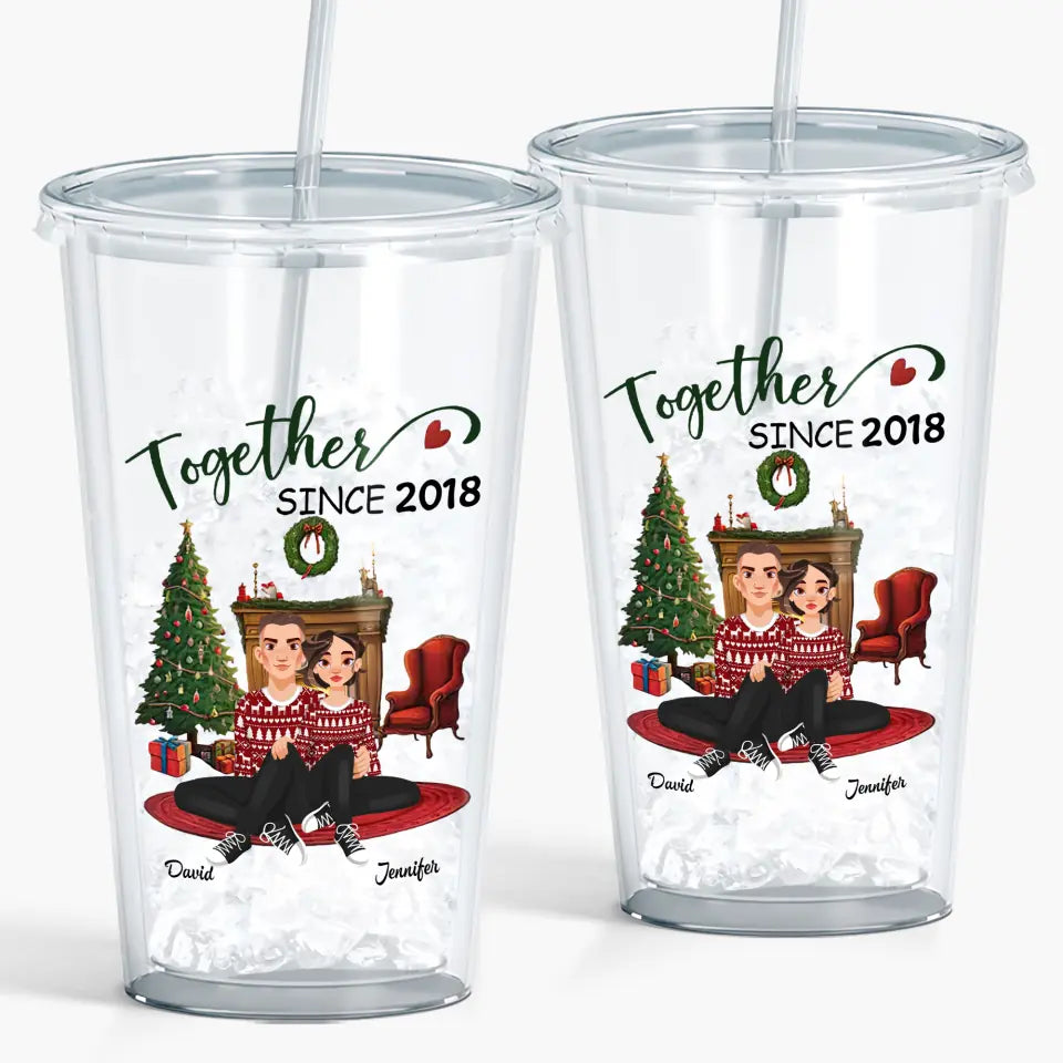 Together Since - Personalized Custom Acrylic Tumbler - Christmas Gift For Couple, Husband, Wife