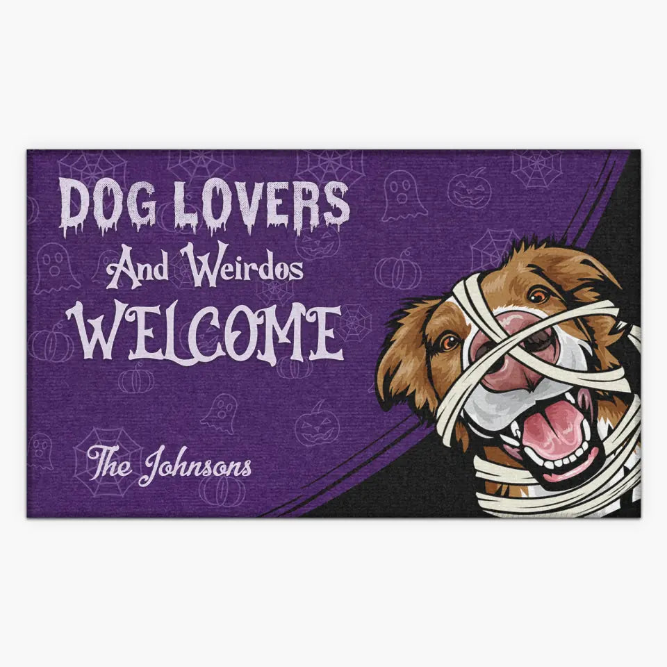 Personalized Custom Doormat - Halloween Gift For Dog Lover, Dog Dad, Dog Mom - Dog Lovers And Weirdors Welcome
