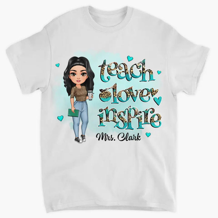 Teacher Love Inspire Teal Ver - Personalized Custom T-shirt - Teacher's Day, Appreciation Gift For Teacher