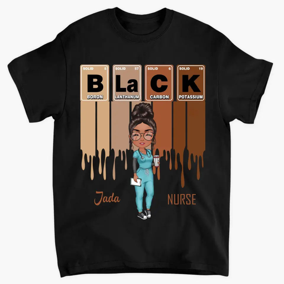 Black Nurse Element - Personalized Custom T-shirt - Nurse's Day, Appreciation Gift For Nurse
