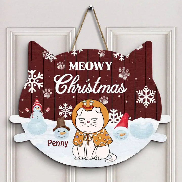 Meowy Christmas - Personalized Custom Door Sign - Christmas Cat Funny -  Gift For Cat Mom, Cat Dad, Cat Lover, Cat Owner