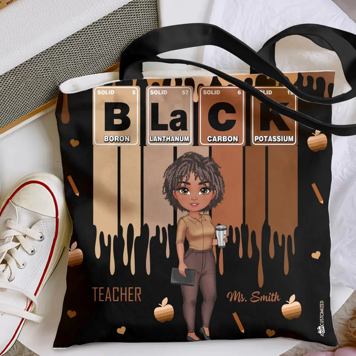 Black Teacher Element - Personalized Custom Tote Bag - Teacher's Day, Appreciation Gift For Teacher