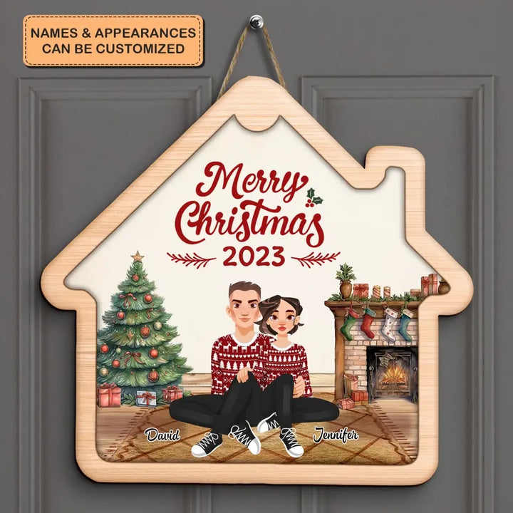 Our First Christmas In Our New Home - Personalized Custom Door Sign - Christmas Gift For Couple, Wife, Husband