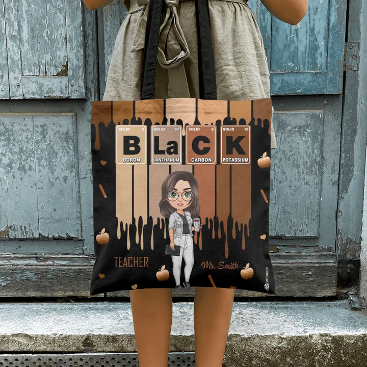 Black Teacher Element - Personalized Custom Tote Bag - Teacher's Day, Appreciation Gift For Teacher
