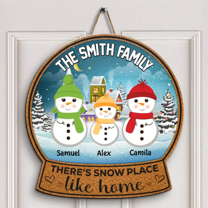 There's Snow Place Like Home - Personalized Custom Door Sign - Christmas Gift For Family
