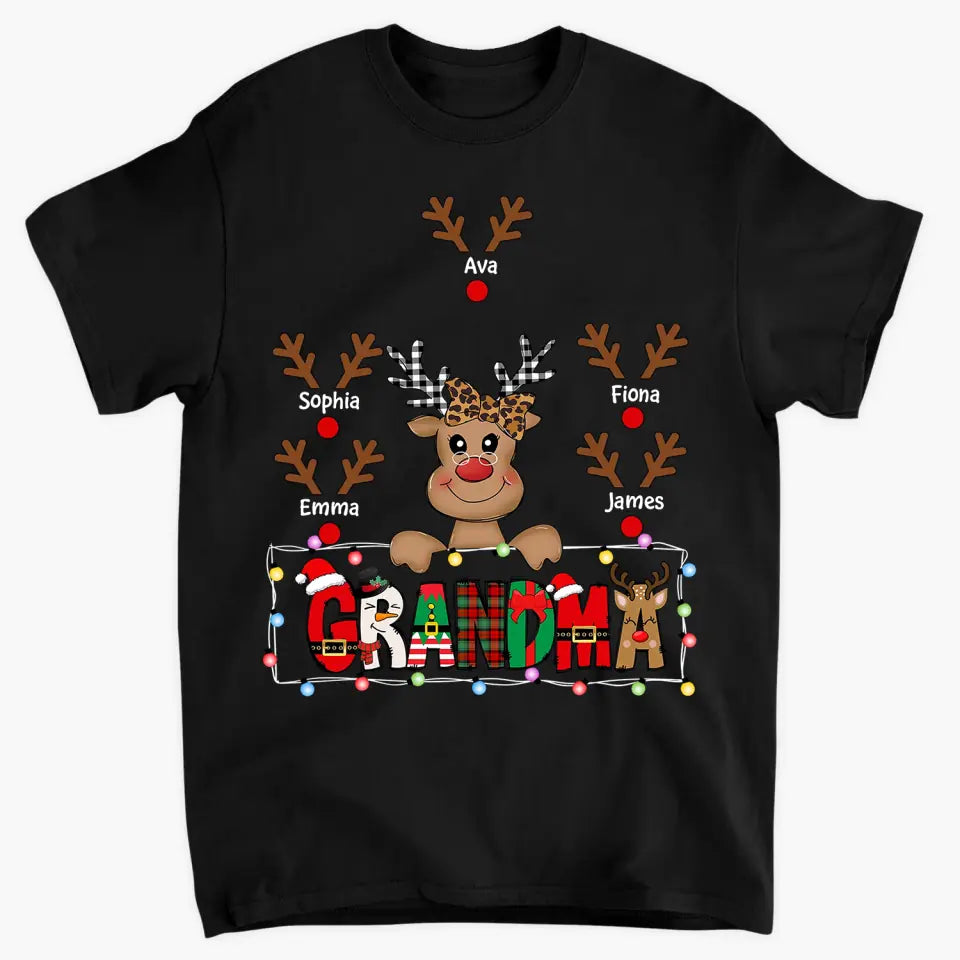 Grandma Cute Reindeer - Personalized Custom T-shirt - Christmas Gift For Grandma, Mother
