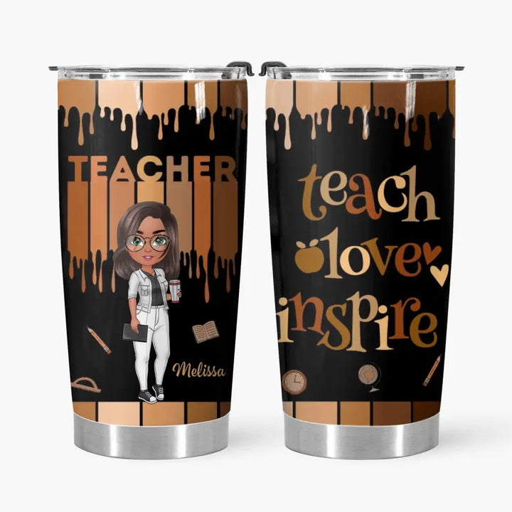 Teach Love Inspire - Personalized Custom Tumbler - Teacher's Day, Appreciation Gift For Teacher