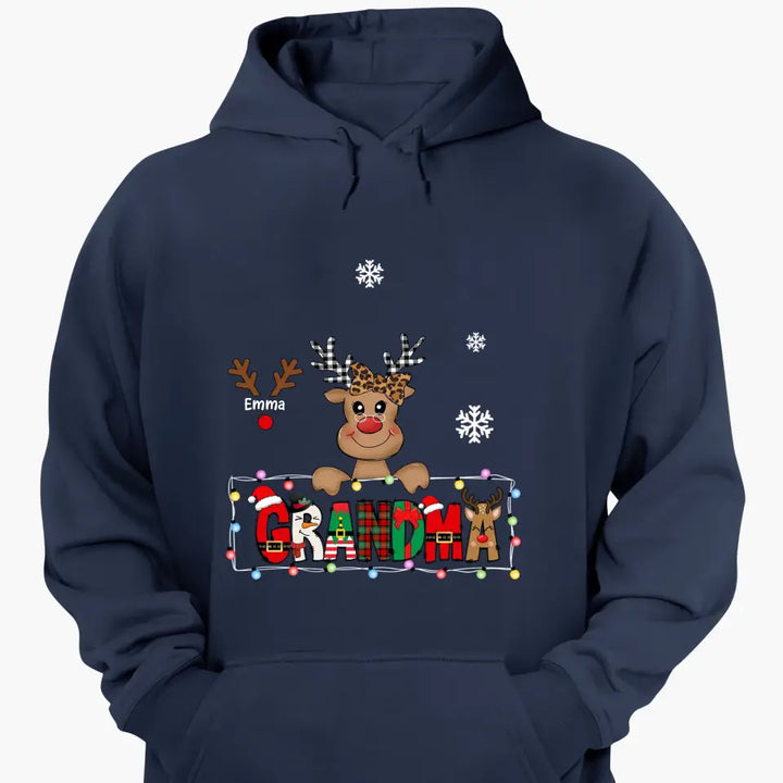 Grandma Cute Reindeer - Personalized Custom T-shirt - Christmas Gift For Grandma, Mother