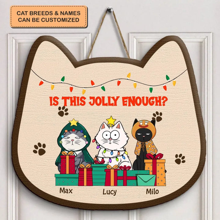 Christmas Cat Funny - Personalized Custom Door Sign - Christmas Cat Funny - Gift For Cat Mom, Cat Dad, Cat Lover, Cat Owner