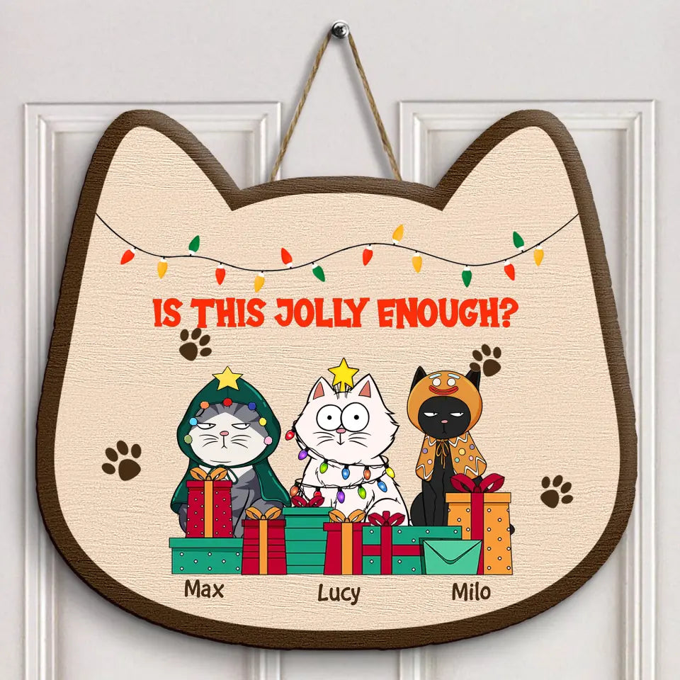 Christmas Cat Funny - Personalized Custom Door Sign - Christmas Cat Funny - Gift For Cat Mom, Cat Dad, Cat Lover, Cat Owner