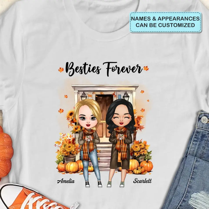 Fall Season Besties - Personalized Custom T-shirt - Fall, Autumn Gift For Friend, Bestie