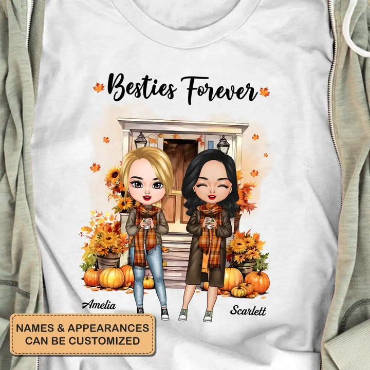 Fall Season Besties - Personalized Custom T-shirt - Fall, Autumn Gift For Friend, Bestie