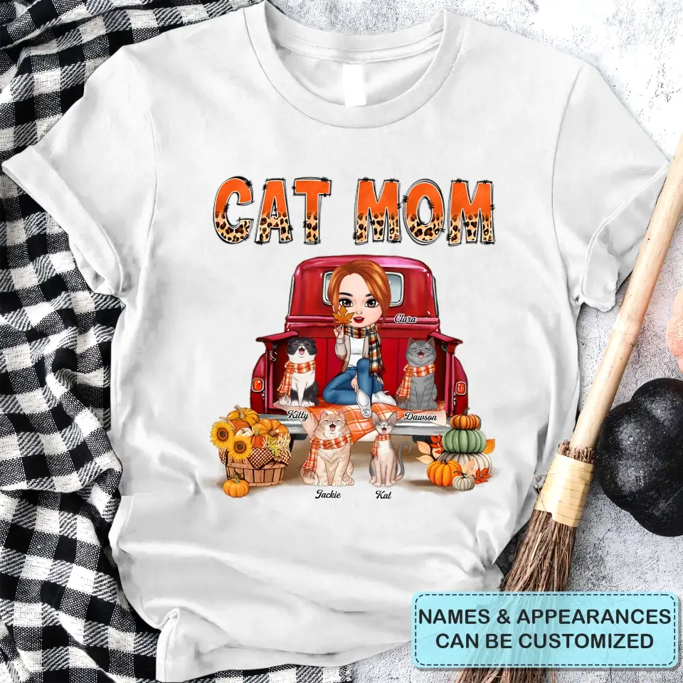 Cat Mom - Personalized Custom T-shirt - Fall Gift For Cat Lover, Cat Mom